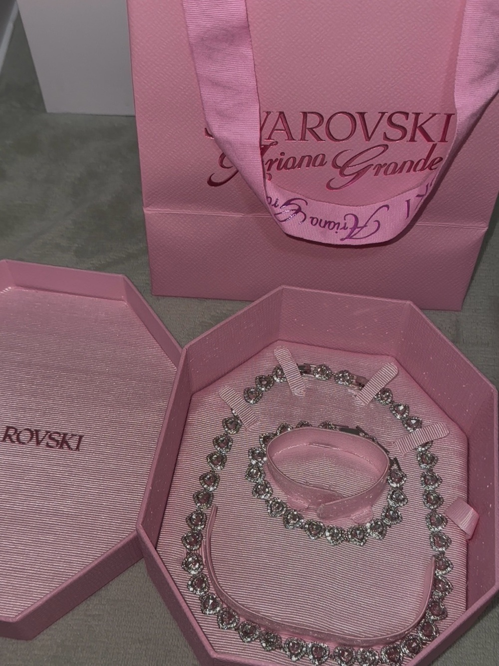 Ariana Grande Pink Crystal Tennis Necklace